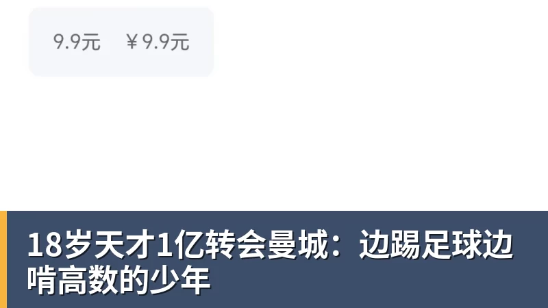 18岁天才1亿转会曼城：边踢足球边啃高数的少年